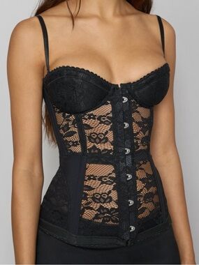 Danielle Guizio Black Lace Bustier Corset